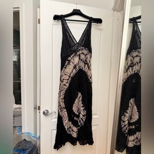 Free People Black/Beige Tie-Dye Maxi Dress NWT